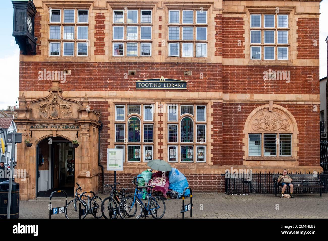 London- September 2022: Tooting Library on Mitcham Road with homeless ...