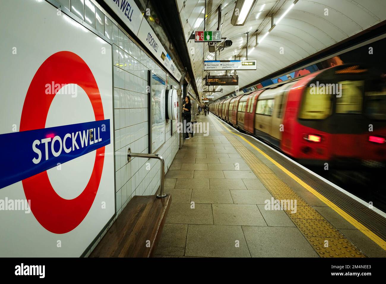 London- September 2022: Stockwell Underground Station. A south London tube station on the Victoria Line Stock Photo