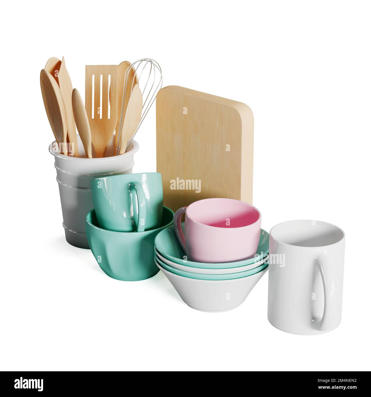 The 3d kitchenware isolated on a white background Stock Photo - Alamy