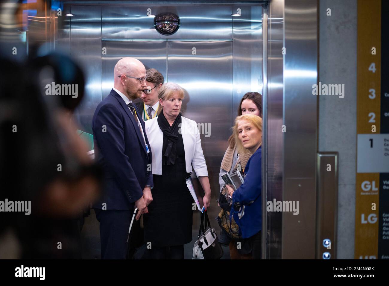 Edinburgh, Scotland, UK. 22nd Dec, 2022. PICTURED Lift doors close as