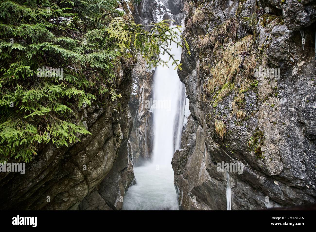 A scenic view of the beautiful Tatzelwurm waterfall found in Bavaria, Germany Stock Photo