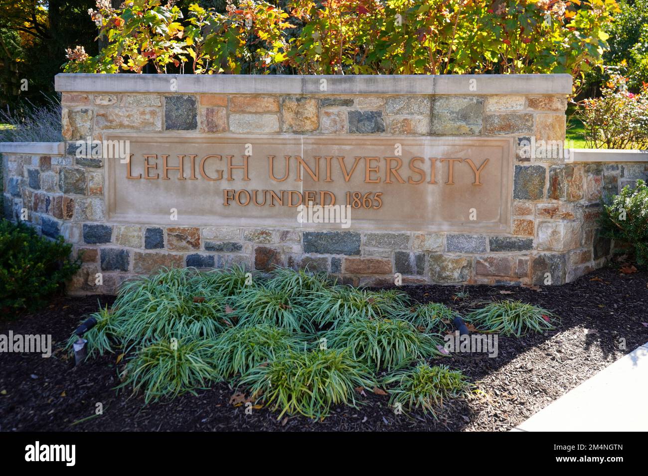 Sign for Lehigh University in Bethlehem, Pennsylvania Stock Photo