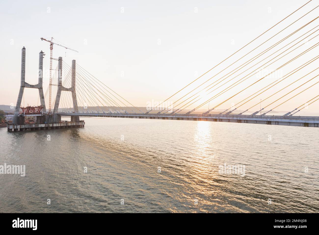 Cortalim, Goa India Dec 25th 2022 New Zuari Bridge Cable Bridge