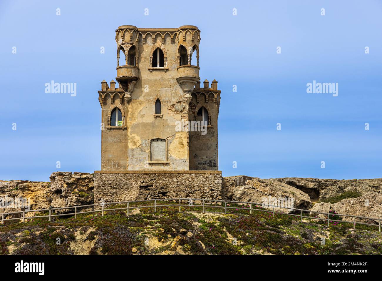 Castillo de Santa Catalina building exterior: castle, fortress and historical heritage. Tarifa, Andalusia, Spain. Stock Photo