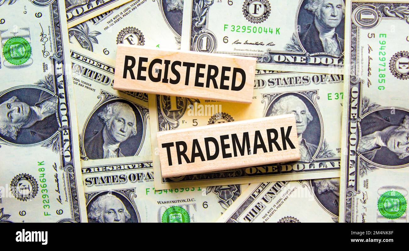 Registered trademark symbol. Concept word Registered trademark wooden ...