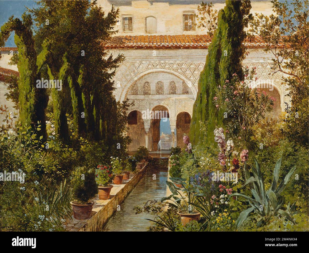 Lundwing Hans Fischer (1885)/ Los jardines del Generalife de Granada. Galería Schack, Múnick. Stock Photo