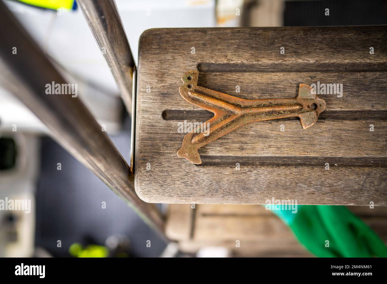 measuring a crayfish. measuring a lobster on a fishing boat in australia in spring Stock Photo