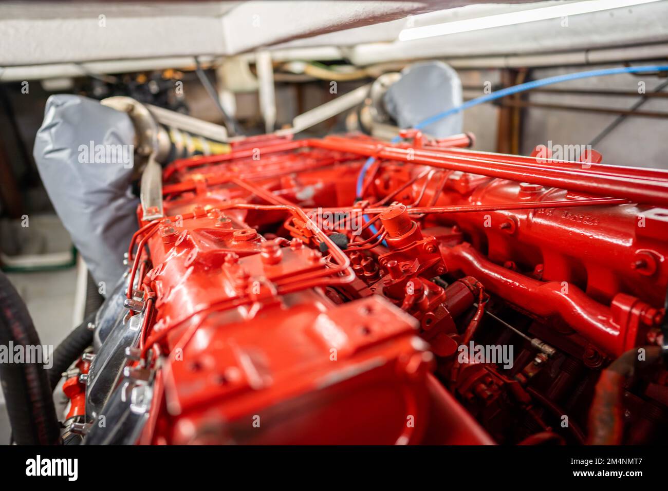 engine room of a boat. clean and neat in australia Stock Photo Alamy