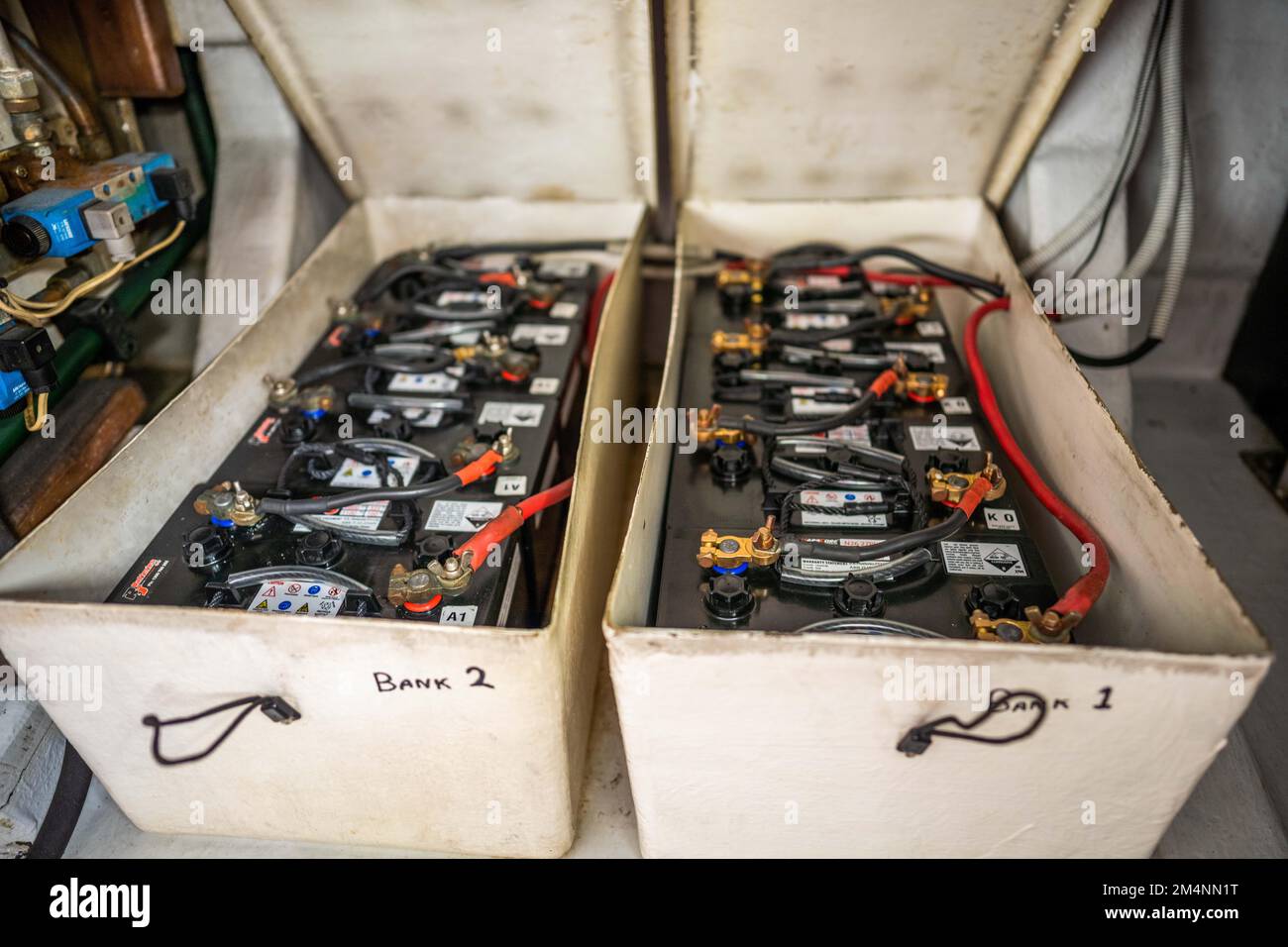 battery bank on a fishing boat in australia Stock Photo
