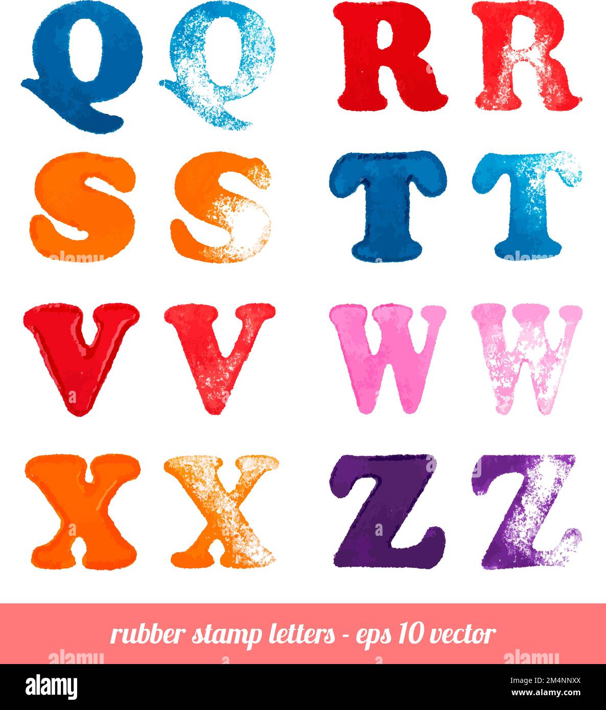 Isolated rubber stamp letters set. Stock Vector