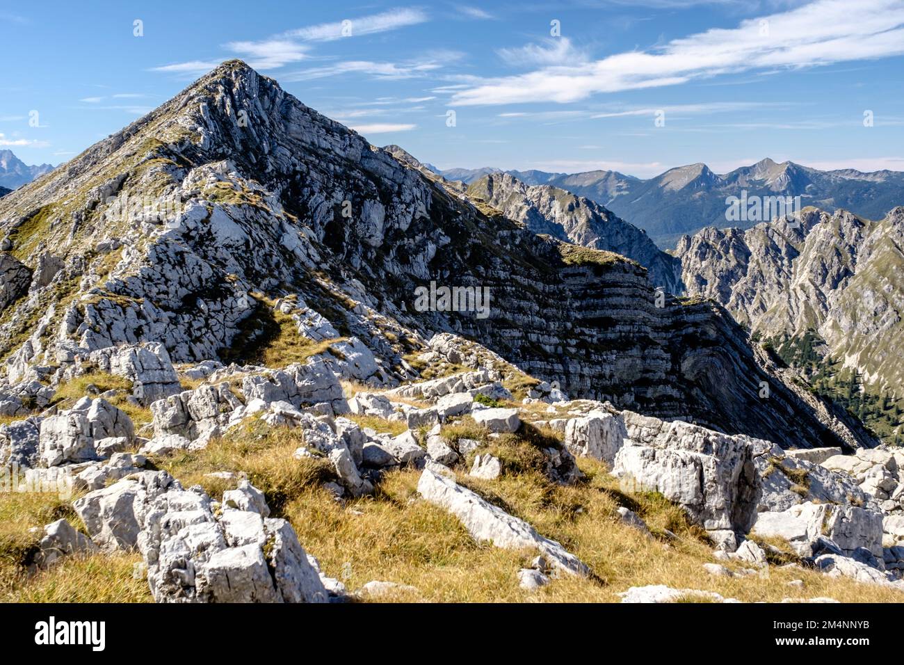 Gipfelpanorama im Karwendelgebirge Stock Photo