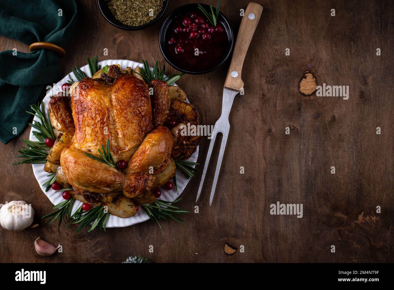 Christmas baked chicken for festive dinner Stock Photo - Alamy
