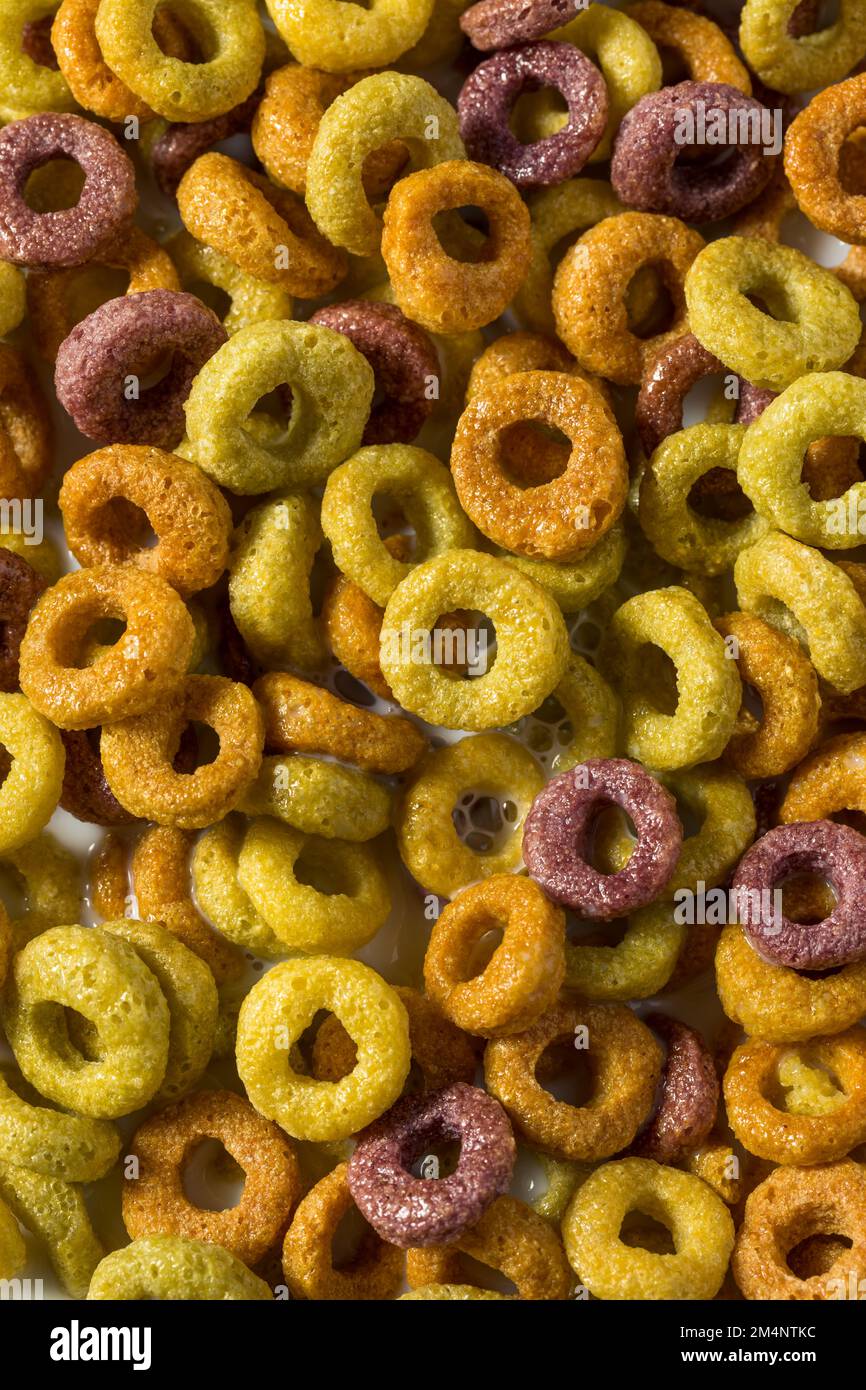 Homemade Fruity Fruit Loop Cereal with Whole Milk Stock Photo Alamy