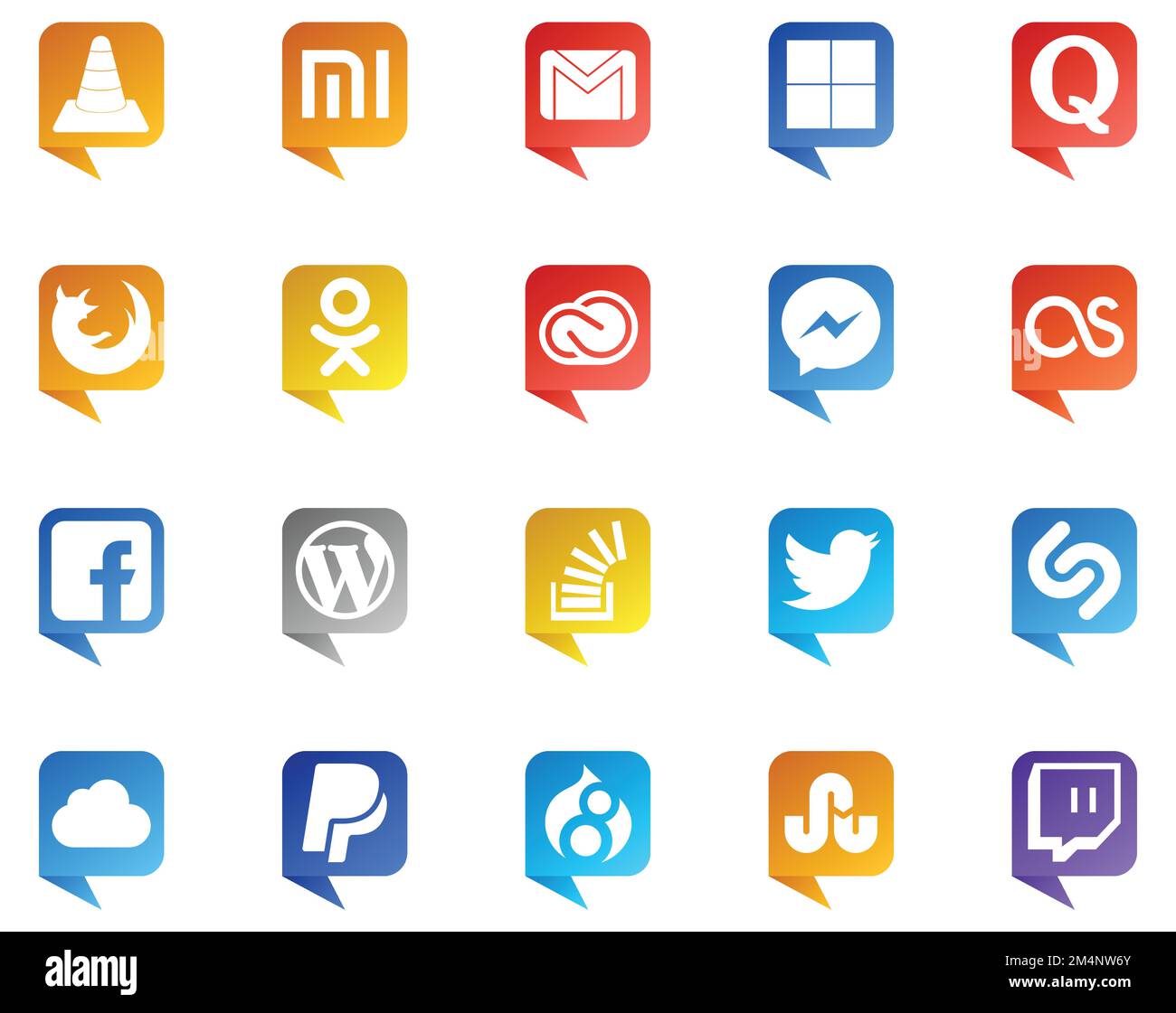 20 Social Media Speech Bubble Style Logo like lastfm. adobe. quora. cc