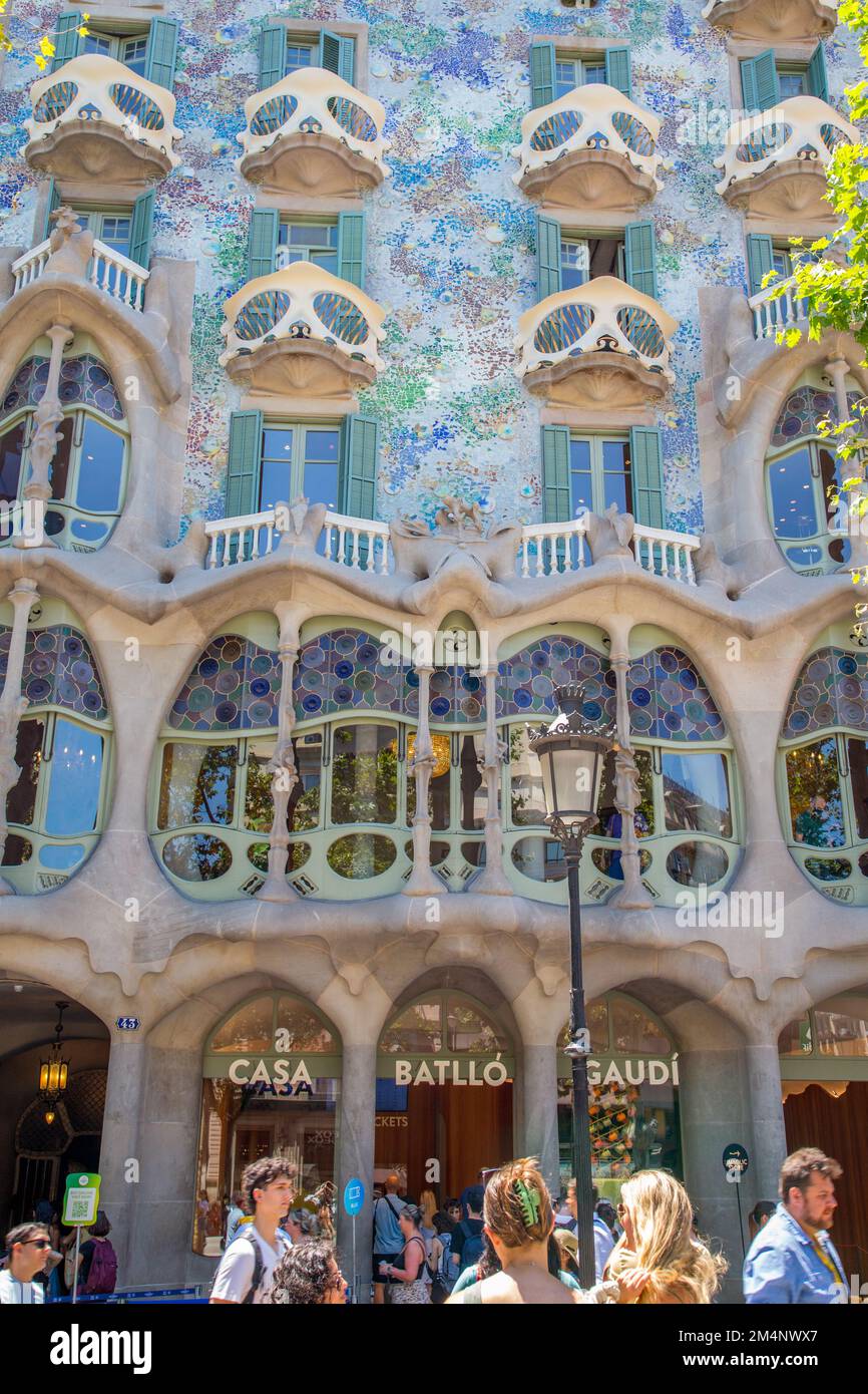 Casa Batlló, one of Antoni Gaudi's buildings on Passeig de Gràcia in Barcelona, Spain Stock Photo