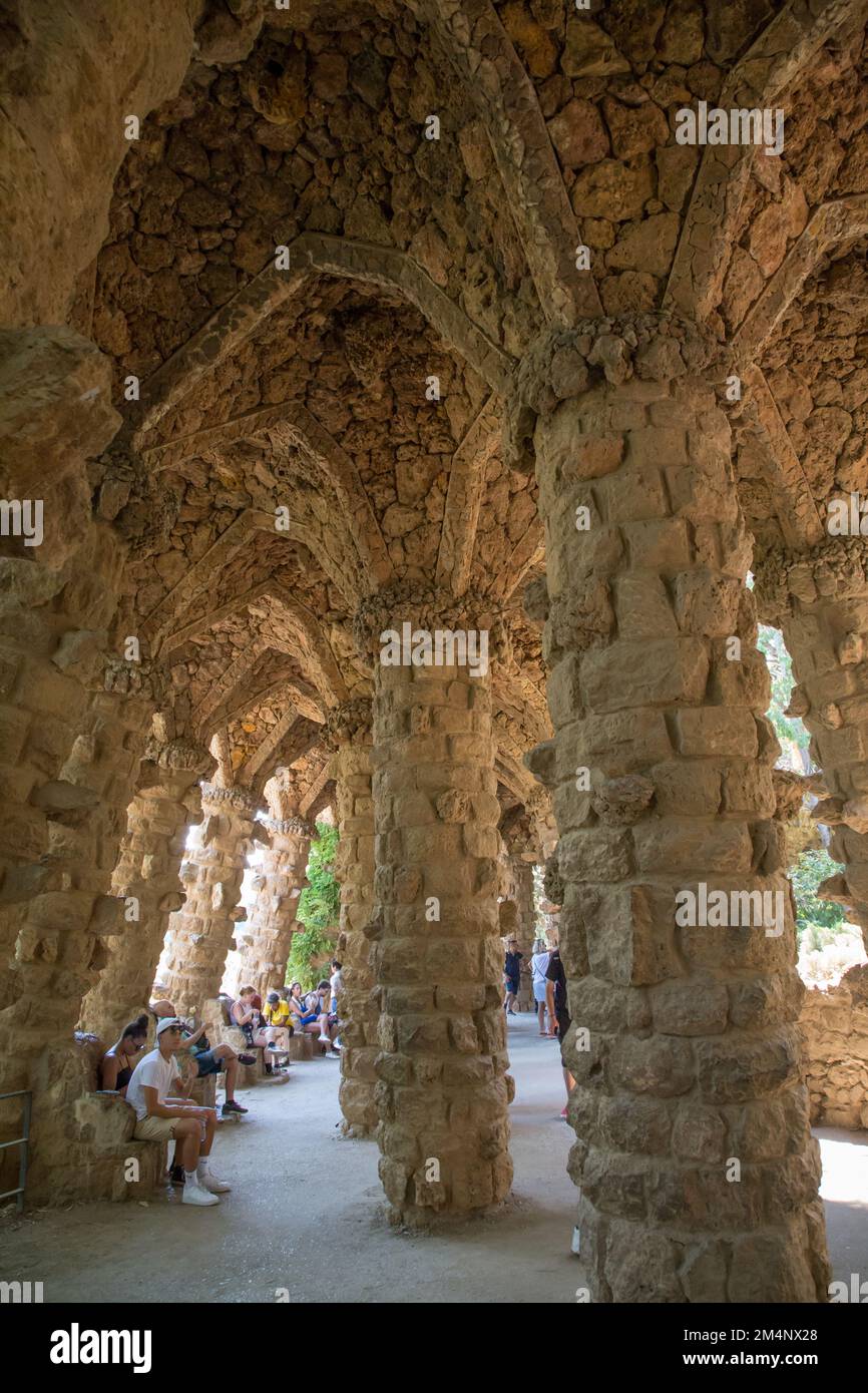 Gaudi creations in Park Guell, in Barcelona, Spain Stock Photo
