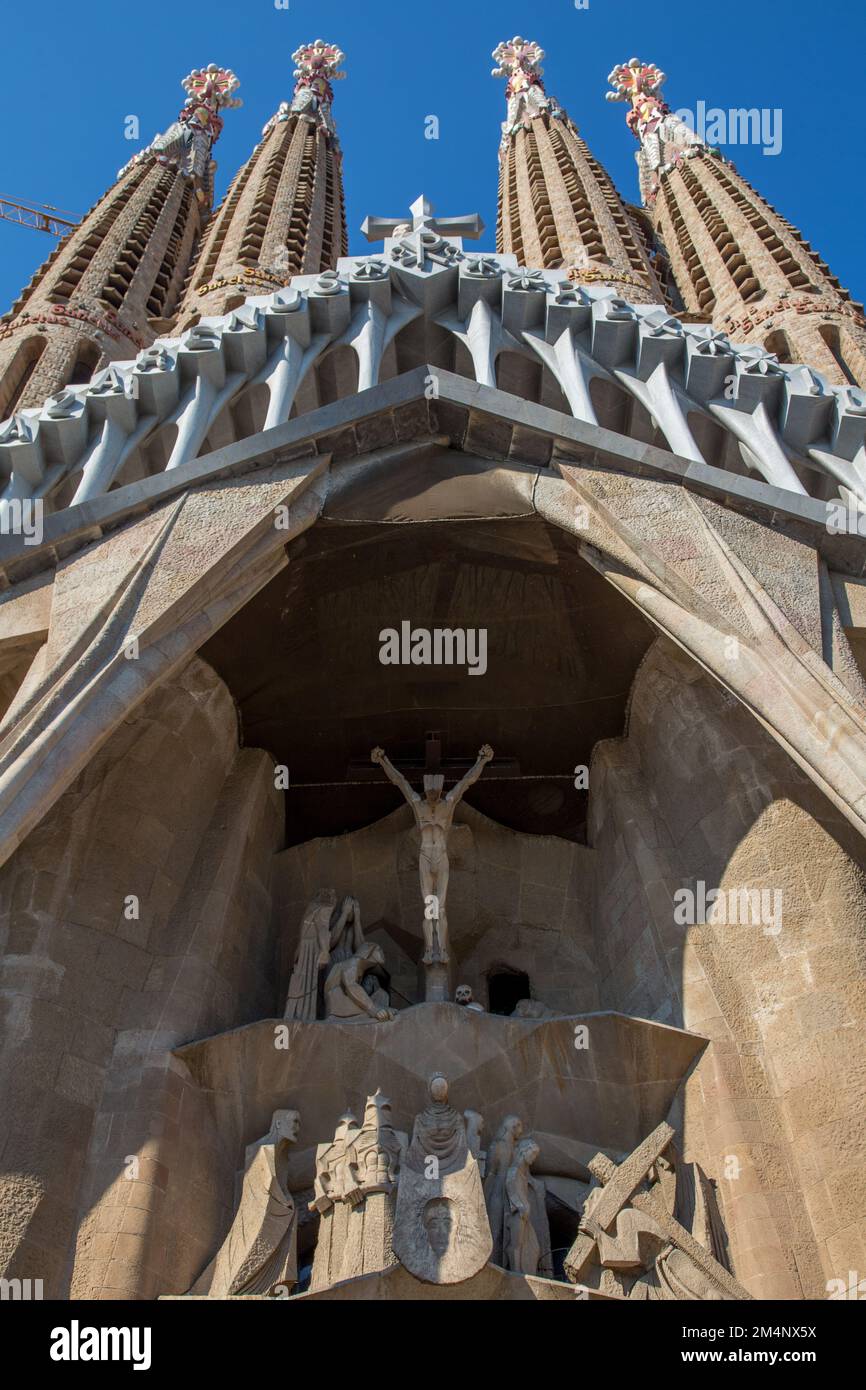 Passion Façade of the Sagrada Família, Barcelona, Spain Stock Photo