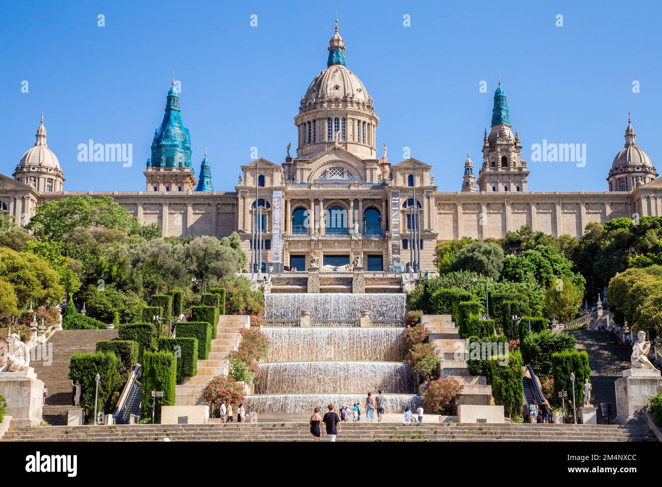 View to Montjuïc National Palace art gallery, Barcelona, Spain Stock Photo