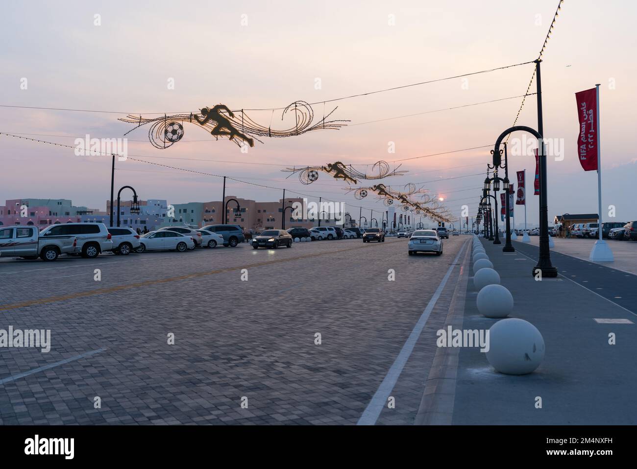 Mina District Doha street during sunset Stock Photo Alamy