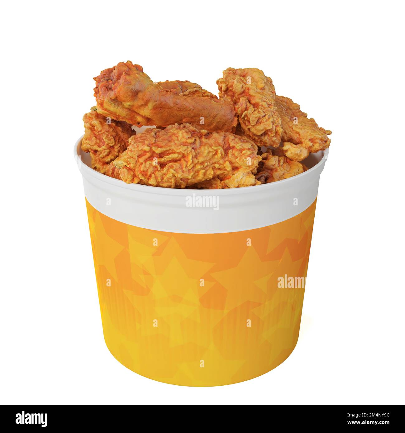 The 3d fried chicken bucket isolated on a white background Stock Photo