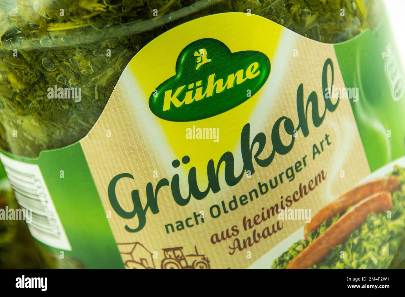 Hamburg, Germany December 22 2022 Kühne Grünkohl im Glas close up