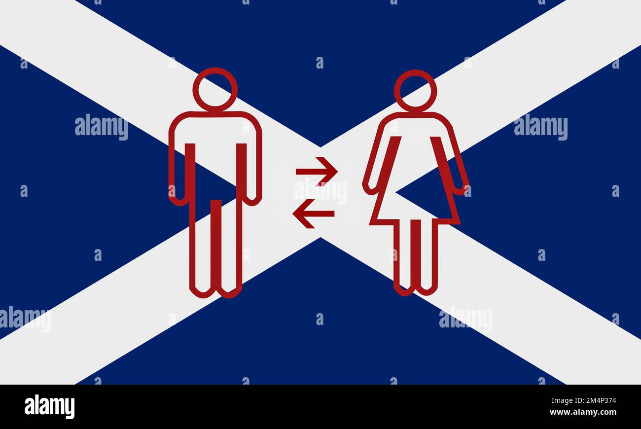 Flag of Scotland: Gender recognition, male, female, self identification Stock Photo