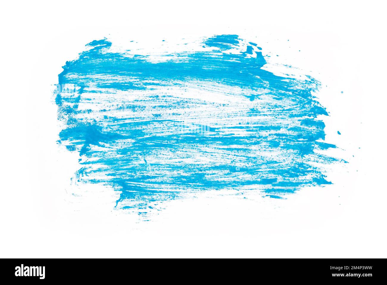 Abstract artistic acrylic blue brush stroke. Isolated on white background. Stock Photo