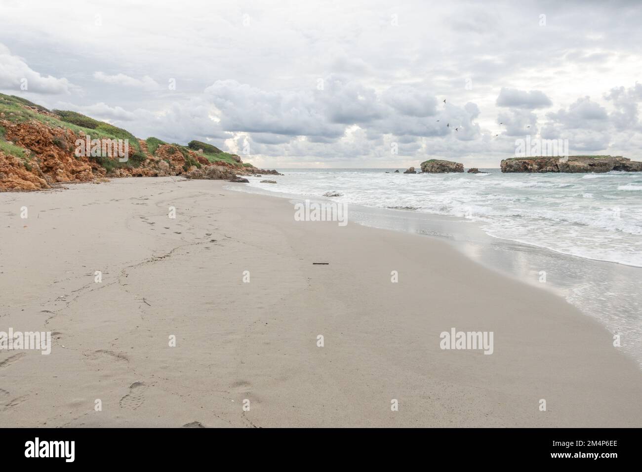 Beach, Bini Gaus, Menorca, Balearic islands, Spain. Stock Photo