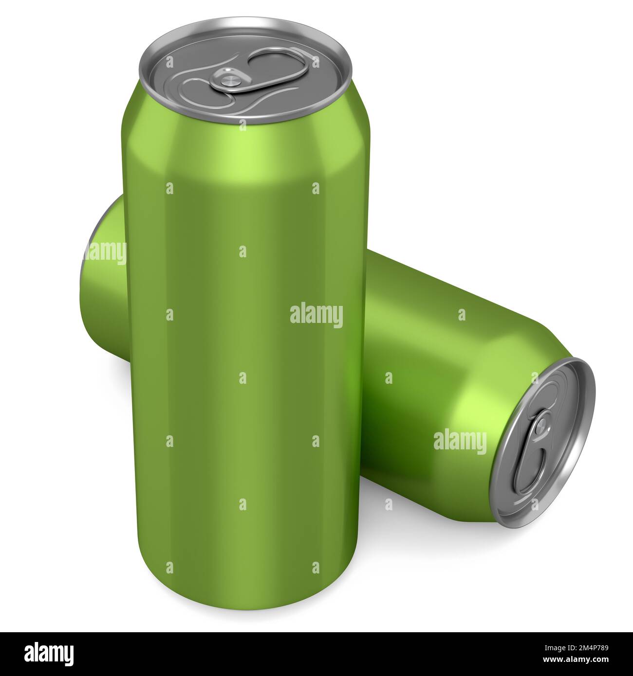 Group of aluminum beer or soda can isolated on white background. 3D