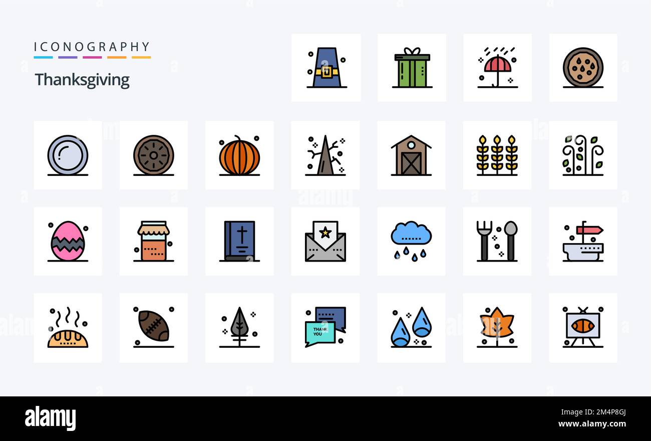 25 Thanks Giving Line Filled Style icon pack Stock Vector Image & Art