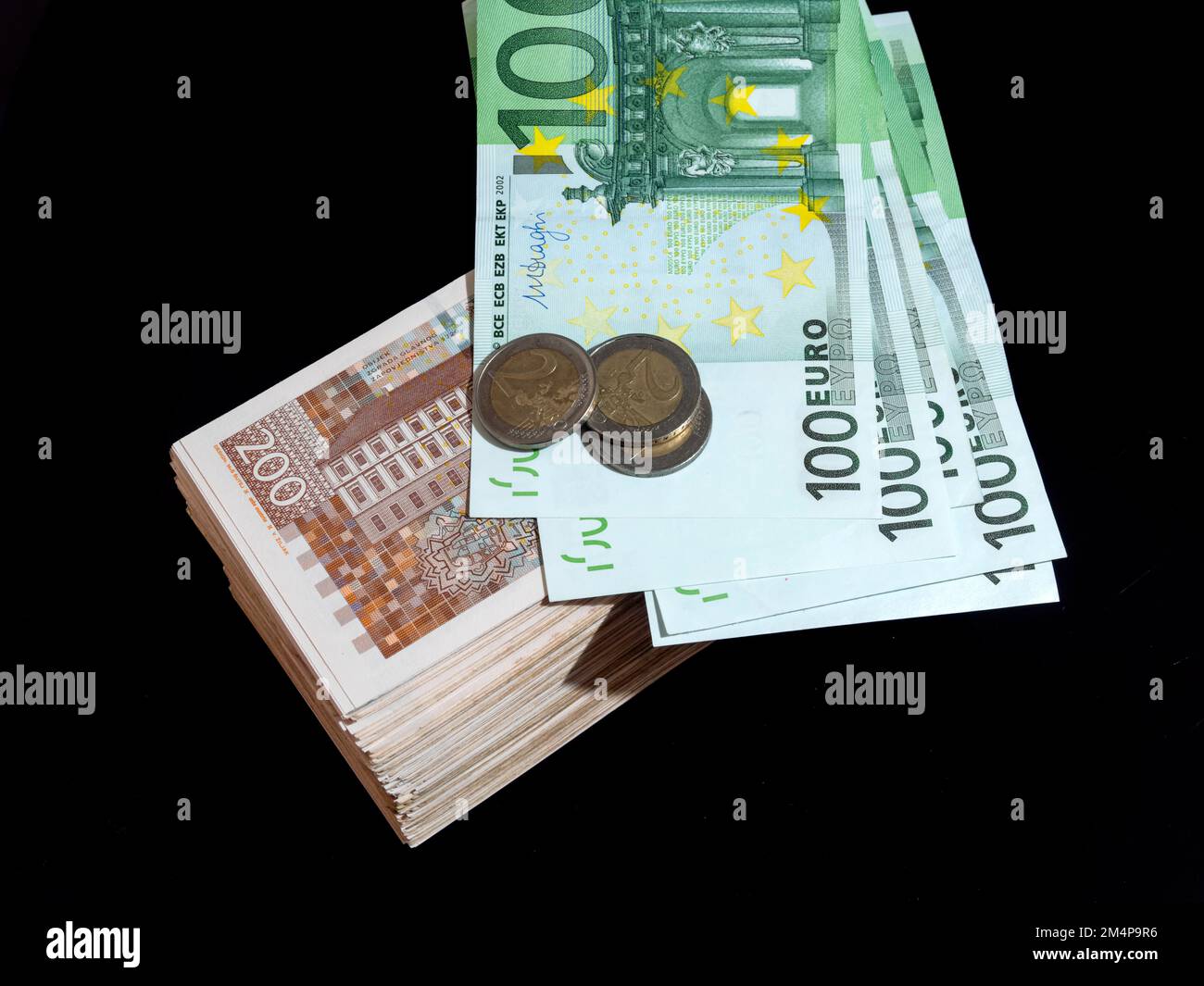Croatia Kuna Kune Kunas banknotes and European Euro Euros Black