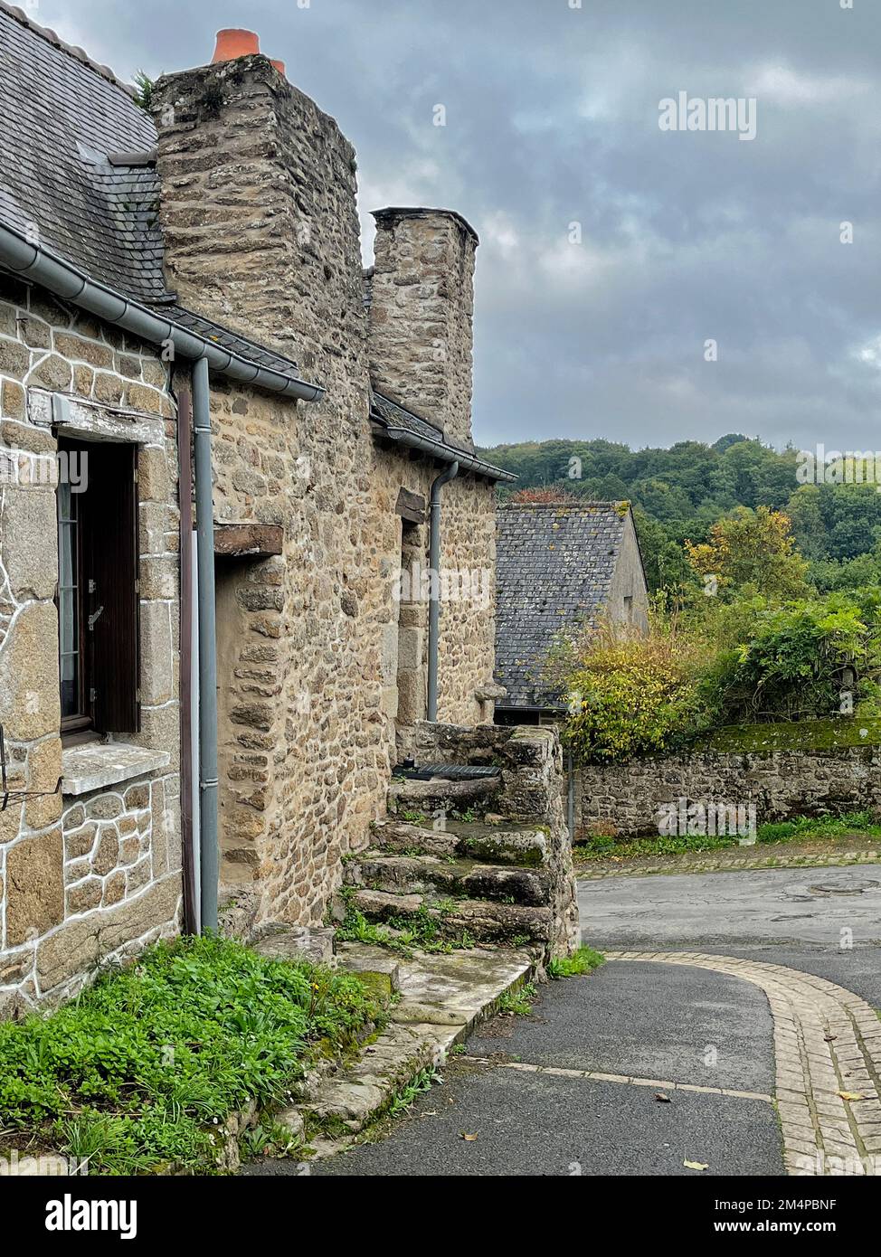 old cottage in Moncontour Stock Photo