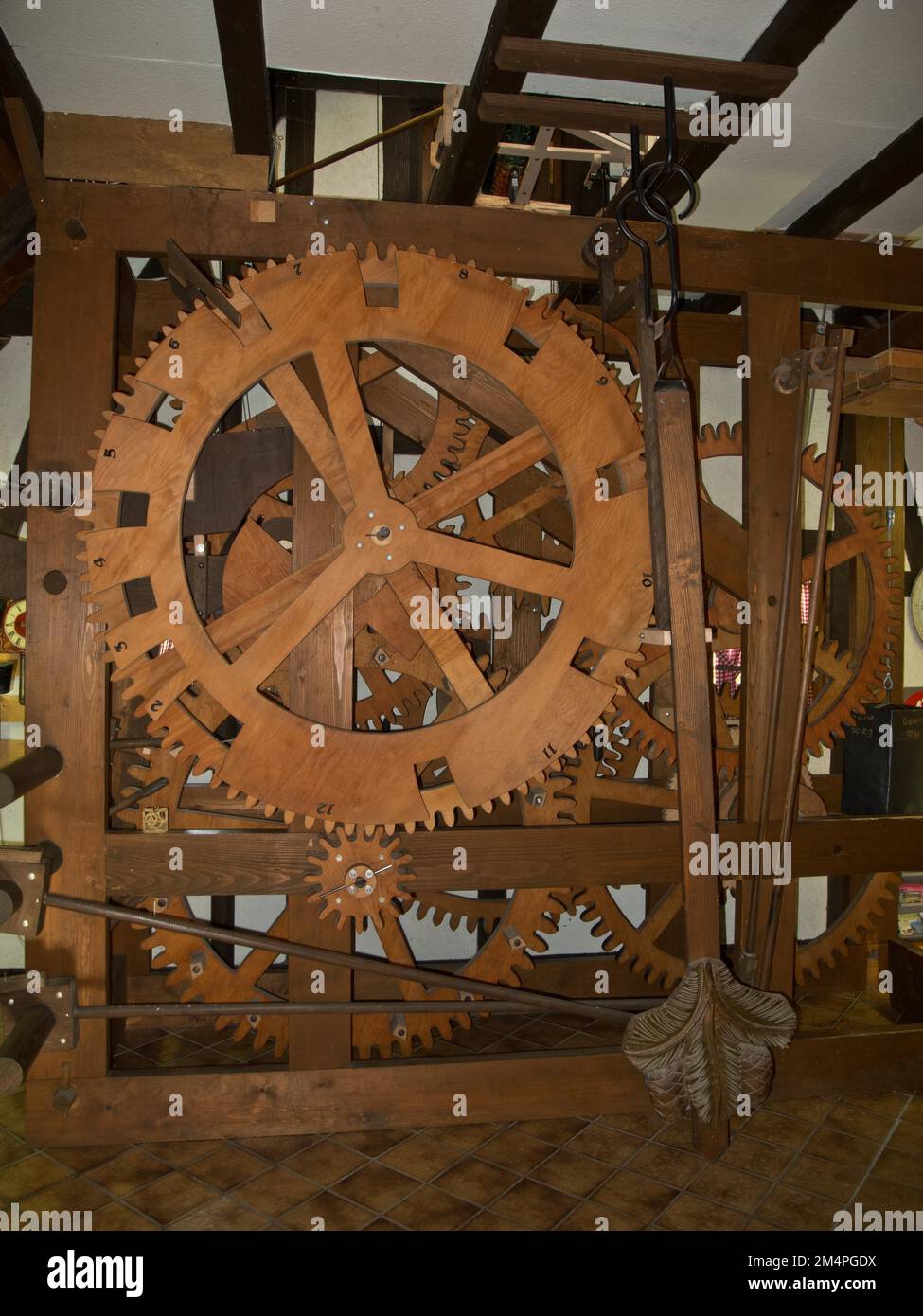 Clockwork of the 1st World's Largest Cuckoo Clock, Schonach near Triberg, Black Forest, Germany