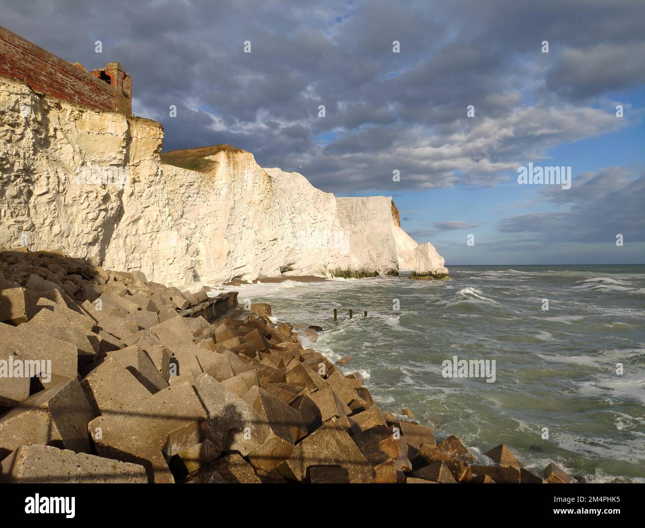 Chalk cliffs at Seaford, East Sussex, Great Britain Stock Photo