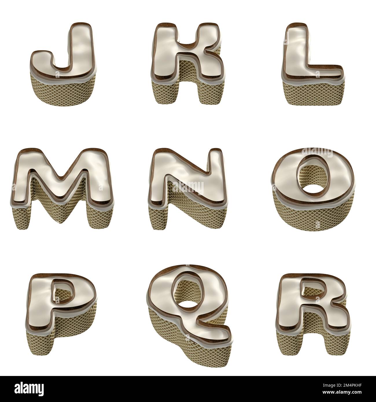 3D Render Set of Waffle Alphabet - Font including Letters, Numbers and ...