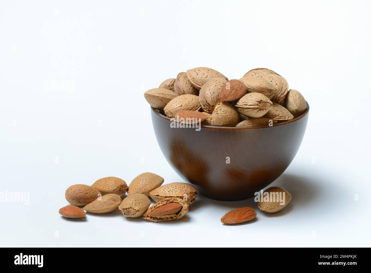 Almond, almonds and almond kernels in shell (Prunus dulcis Stock Photo