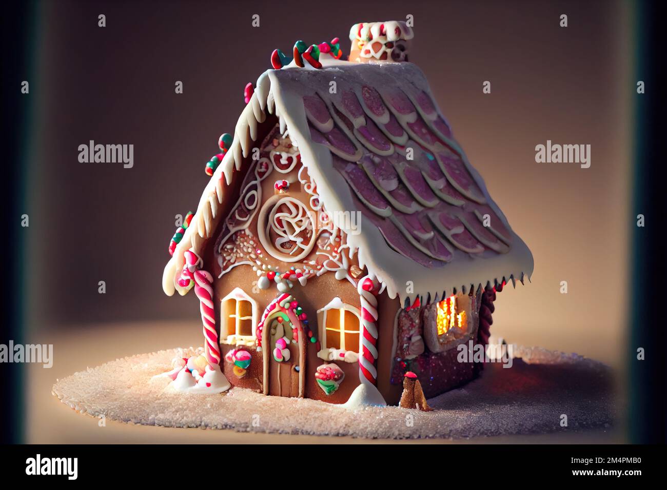 a gingerbread house with candy canes and candy canes on the roof and