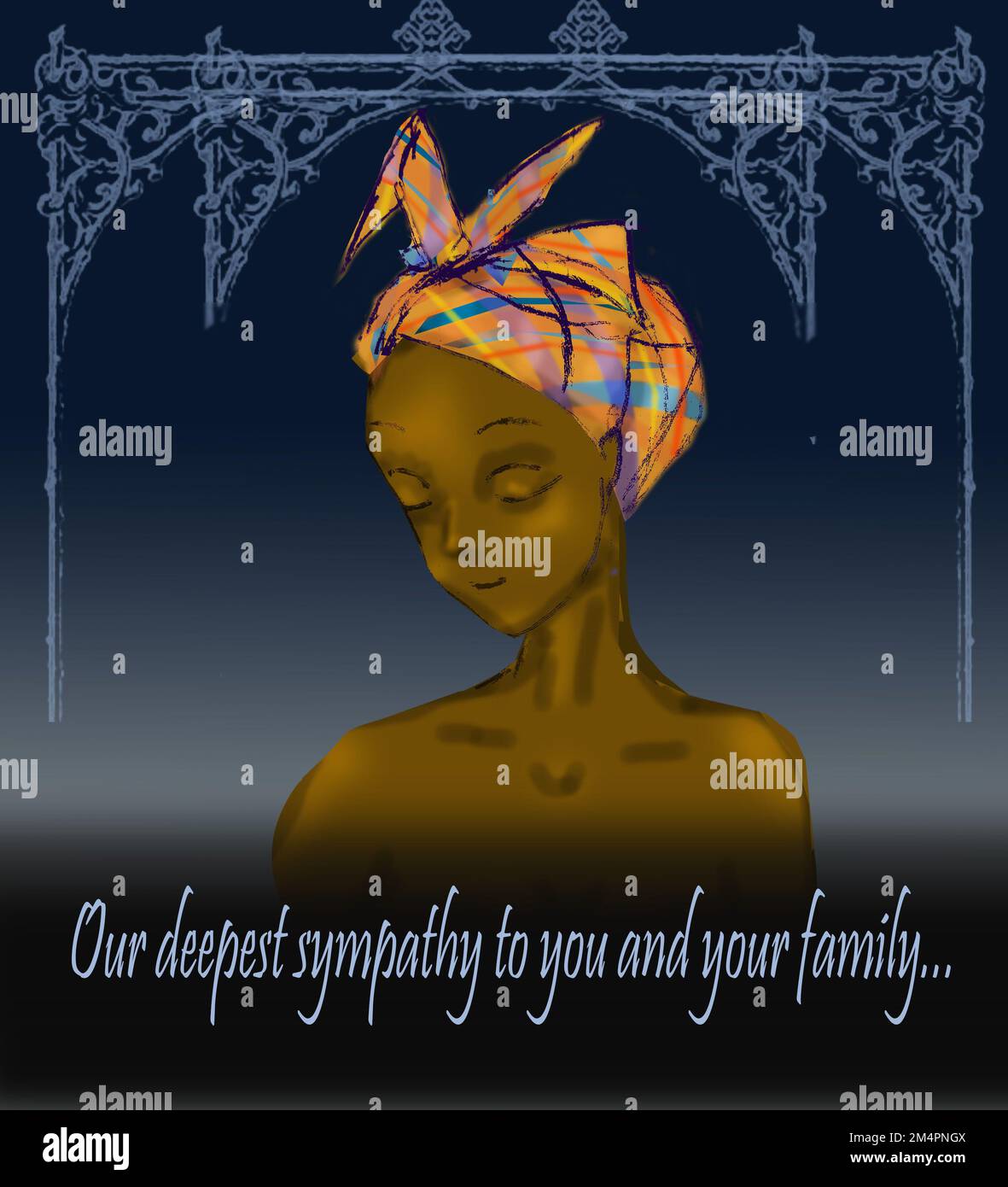 Caribbean Woman Condolences virtual card Stock Photo