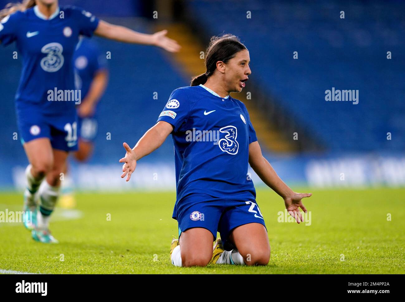 Chelsea's Sam Kerr celebrates scoring their side's first goal of the