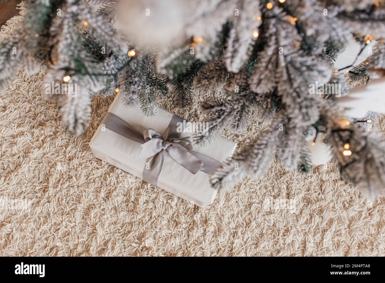 Presents and Gifts under Christmas Tree, Winter Holiday Concept Stock Photo