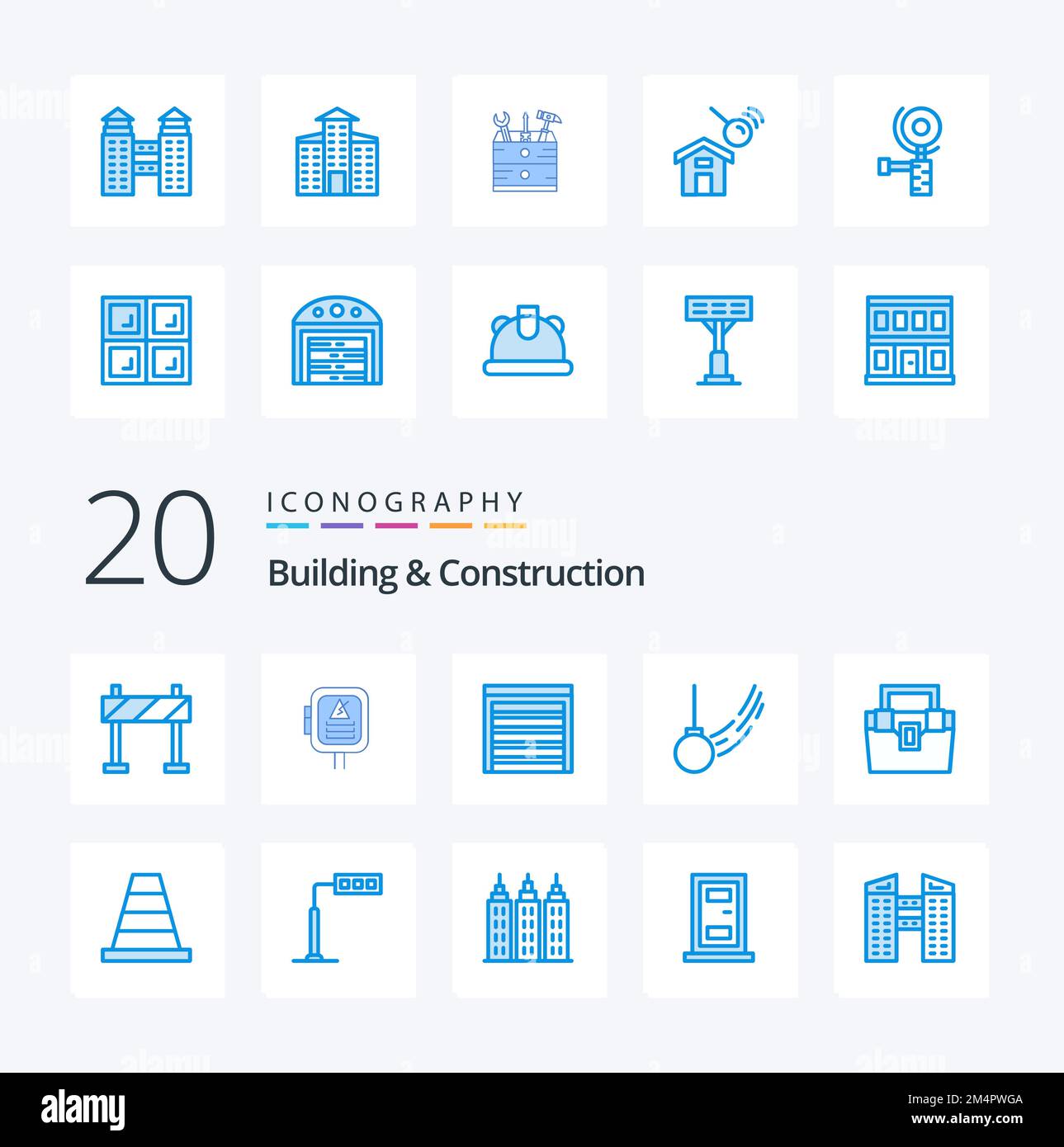 20 Building And Construction Blue Color icon Pack like box motion city ...