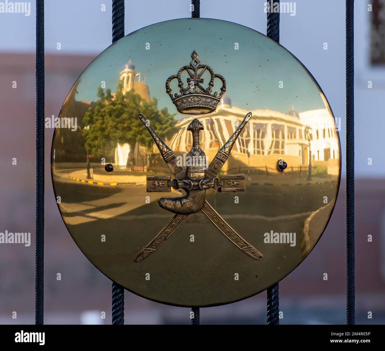 Royal coat of arms, Al Alam Palace Gate, Muscat, Oman Stock Photo Alamy