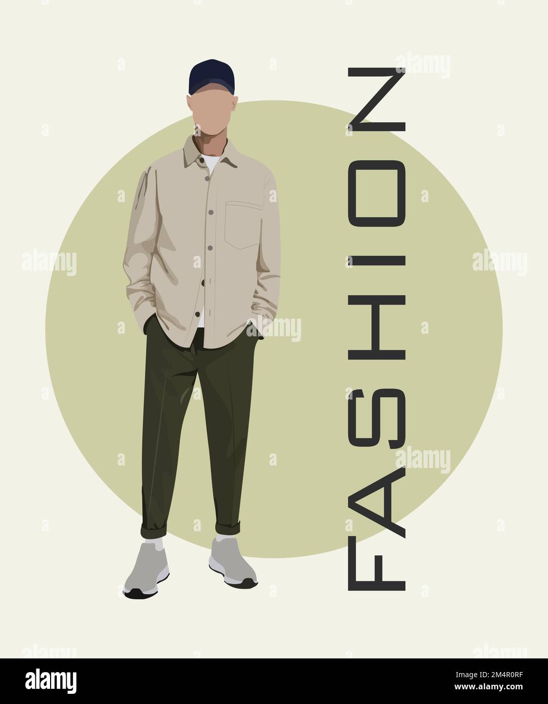 Stylish man in a flat style on an interesting and stylish background ...