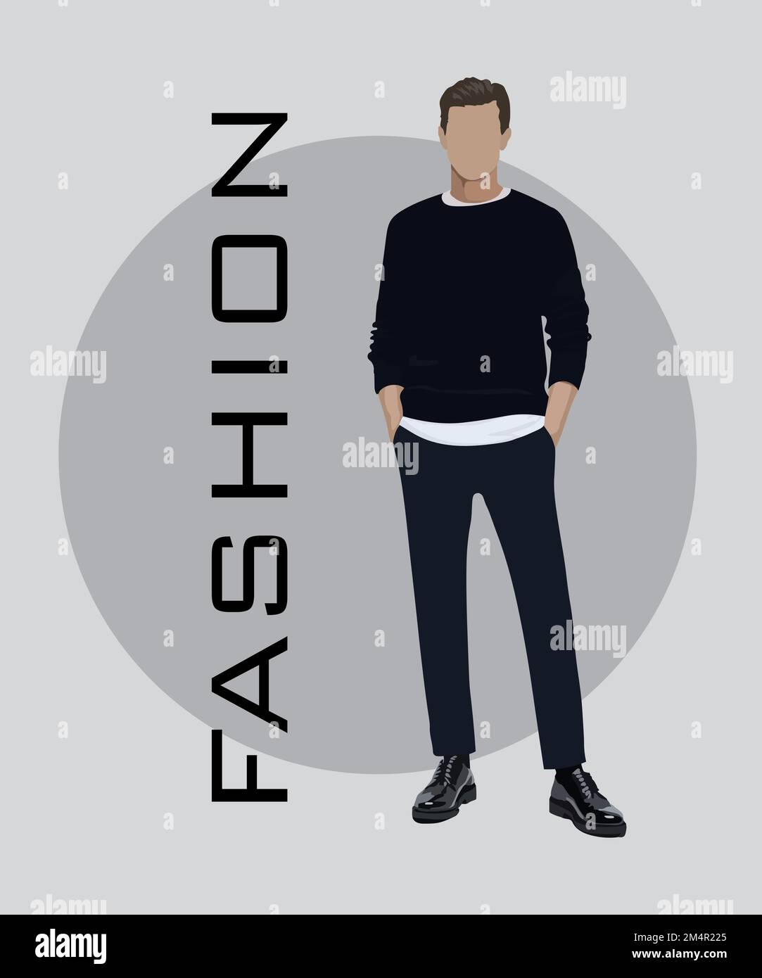 Stylish man in a flat style on an interesting background with the ...