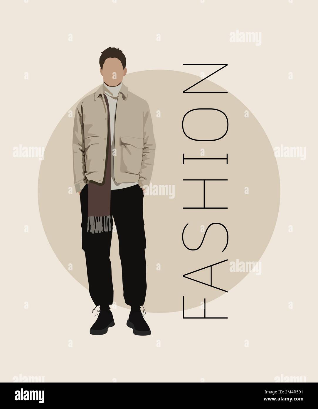 Stylish man in a flat style on an interesting and stylish background ...