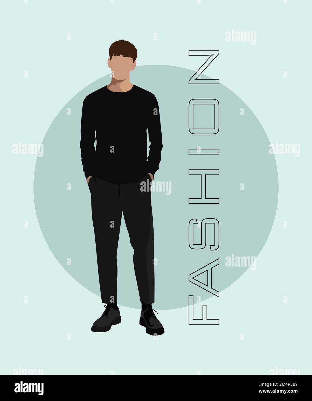 Stylish man in a flat style on an interesting and stylish background ...