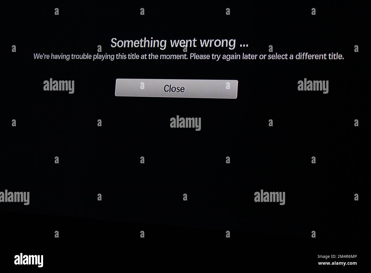 Something went wrong warning. Unable to play title error warning