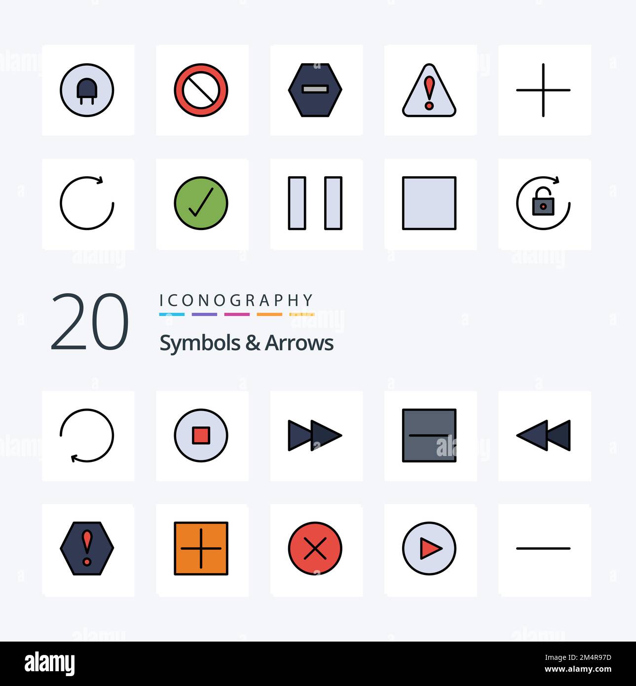 20 Symbols Arrows Line Filled Color icon Pack like rotate arrow stop ...