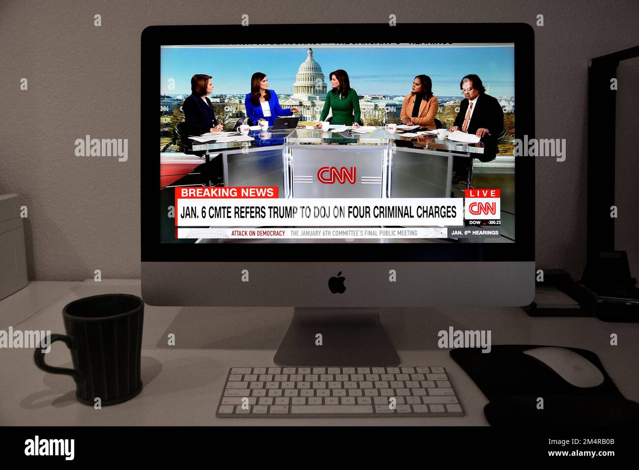 A CNN TV screen shot of live reporting on the Jan. 6 Committee's Donald