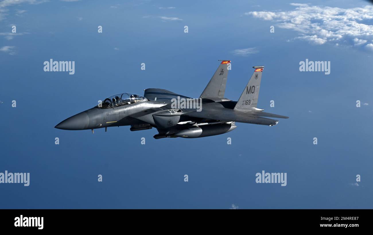 A U.S. Air Force F-15E Strike Eagle assigned to the 335th Expeditionary ...